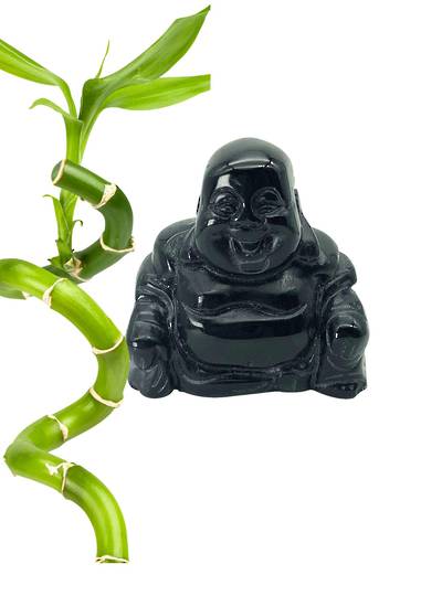Small Obsidian Happy Buddha image 0
